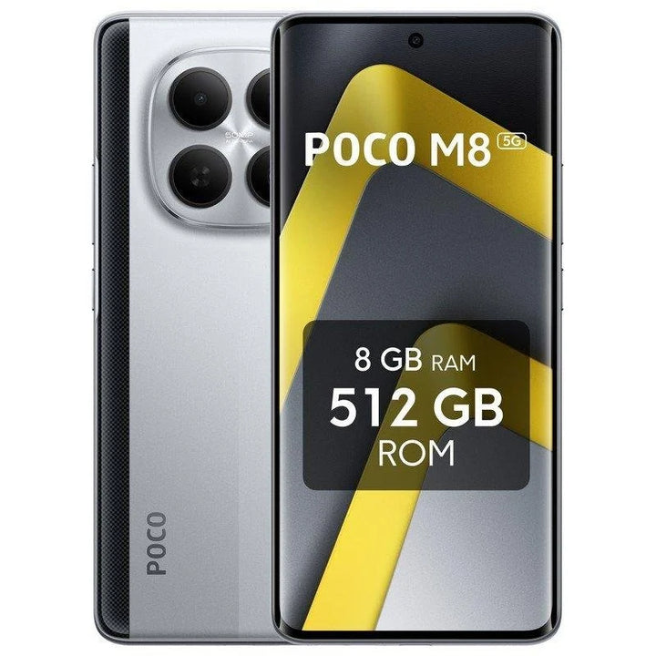 POCO M8 Plata 5G - 512GB - 8GB - AMOLED 120Hz 5G Dual SIM Carga Rápida 45W NFC IP65 HyperOS 2)