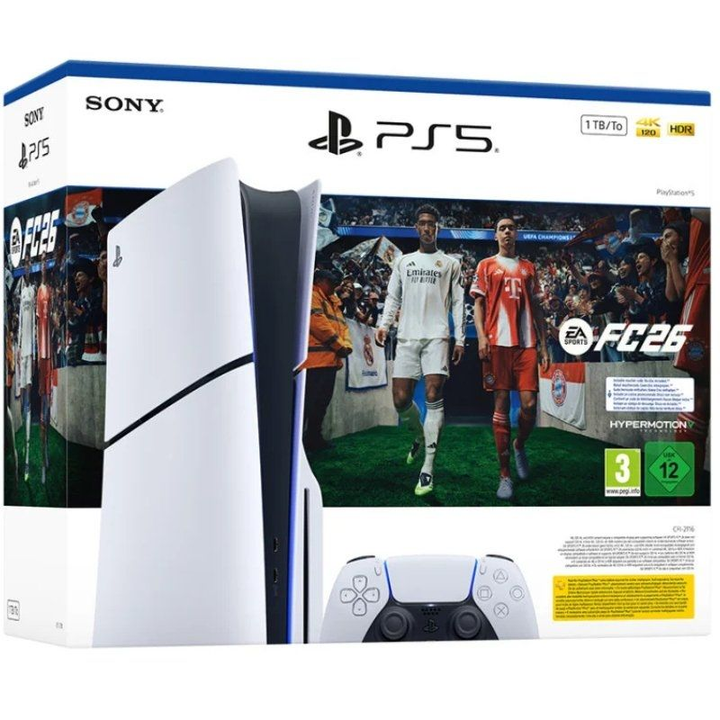 Sony PlayStation 5 Slim 1TB Chassis E + Mando Dual Sense y Juego EA Sports FC 26 Digital
