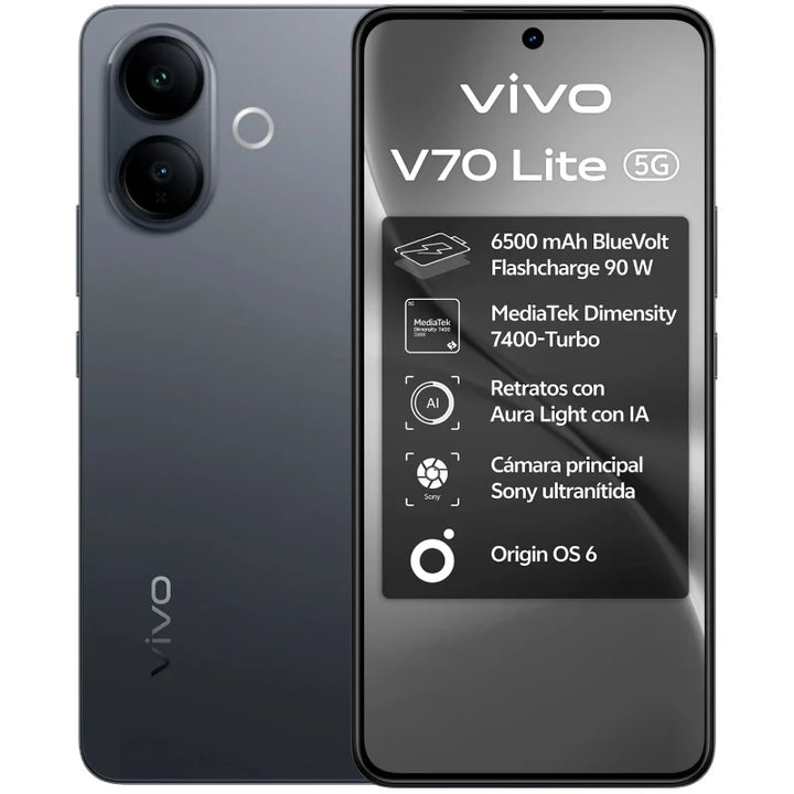 Vivo V70 Lite Negro 5G - 128GB - 6GB - AMOLED 6500mAh