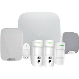 Kit de Alarma Profesional Ajax Blanca (Central Hub2 4G- 2 Sensores Pir con fotografías a demanda PhOd - Mando - Sensor Pir - Teclado - Sirena Interior)