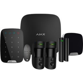 Kit de Alarma Profesional Ajax Negra (Central Hub2 Plus - 2 Sensores Pir con Camara - Mando - Sensor Magnetico - Teclado - Sirena Interior)