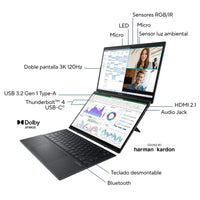 Asus ZenBook Duo UX8406MA-PZ255W Intel Evo Edition - 14" - Intel Core Ultra 9-185H - 32GB - 1TB SSD - Táctil W11