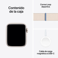 Apple Watch SE | GPS | 44mm | Caja Aluminio Blanco | Correa Loop deportiva Blanco Estrella | Única - MRE63QL/A