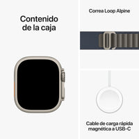 Apple Watch Ultra 2 | GPS + Cellular | 49mm | Caja Titanio | correa Loop Alpine Azul | Talla L - MREQ3TY/A
