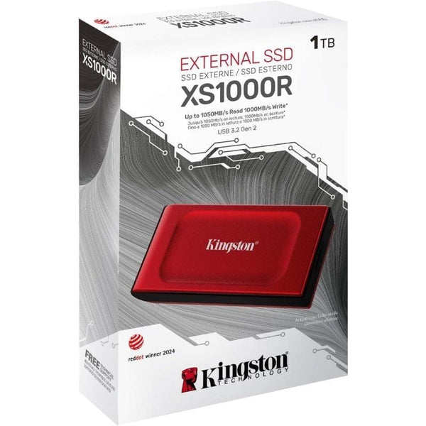 Disco Duro Kingston XS1000 Portable SSD Externo 1TB USB 3.2 Rojo