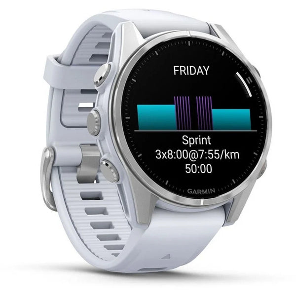 Garmin Fenix 8 AMOLED 43mm Reloj Smartwatch Plateado con Correa de Silicona Blanca