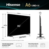 Hisense QLED 85A6Q - 85" Smart Tv 4K UHD Smart Dolby Vision Game Mode DTS Virtual X