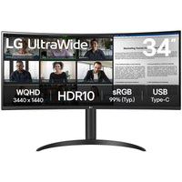 Monitor LG 34WR55QK-B 34" LED VA UltraWide QHD 100Hz Curvo USB-C