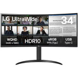 Monitor LG 34WR55QK-B 34" LED VA UltraWide QHD 100Hz Curvo USB-C
