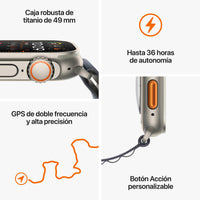 Apple Watch Ultra 2 | GPS + Cellular | 49mm | Caja en Titanio Negro | Correa Loop Alpine Verde oscuro | Talla M - MX4R3TY/A