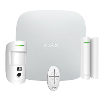 Kit de Alarma Profesional Ajax Blanca (Central Hub2 4G- Sensor Pir con Camara - Mando - Sensor Magnetico)