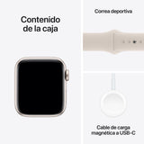Apple Watch SE | GPS | 44mm | Caja Aluminio Blanco | Correa deportiva Blanco Estrella | M/L - MRE53QL/A
