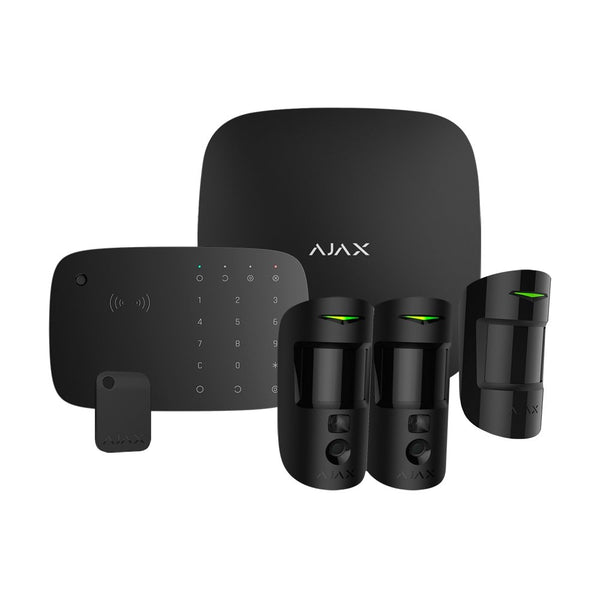 Kit de Alarma Ajax Negra (Central Hub2 - 2 Sensores Pir con Camara - Sensor Pir - Teclado con Lector RFID Con Sirena - Llavero) - CSYSTEM REINOSA