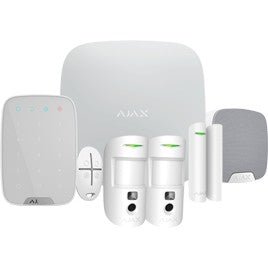 Kit de Alarma Profesional Ajax Blanca (Central Hub2 4G- 2 Sensores Pir con Cámara - Mando - Sensor Magnetico - Teclado - Sirena Interior)
