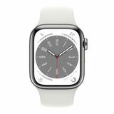 Apple Watch Series 8 GPS + Cellular 41mm Caja Acero Inoxidable Plata Correa deportiva Blanca - MNJ53TY/A