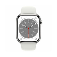 Apple Watch Series 8 GPS + Cellular 45mm Caja Acero Inoxidable Plata Correa deportiva Blanca - MNKE3TY/A