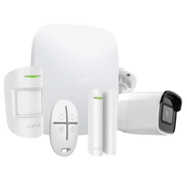 Kit de Alarma Profesional Ajax Blanca (Central - Cámara IP Bullet Wifi - Mando - Sensor Puerta - Sensor Pir)